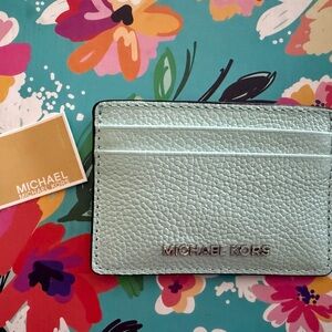 BNWT 🌟 👜 Michael Kors Jet Set Card Holder – Color: Fair Aqua